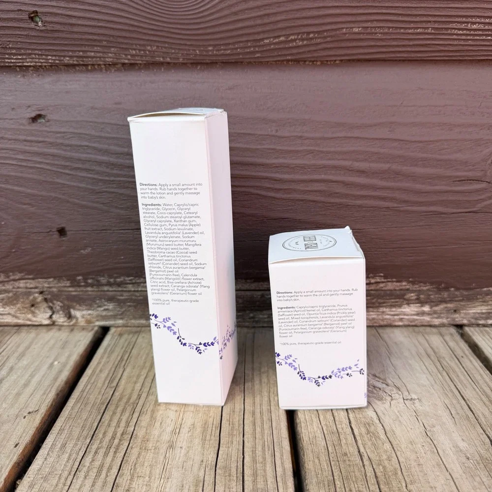 Young Living Seedlings Baby Lotion and Baby Oil Set 4oz 2.5oz White Lavender‎